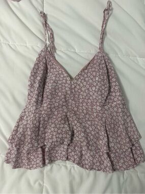 Ocean Drive Mauve Floral Ruffle Cami
